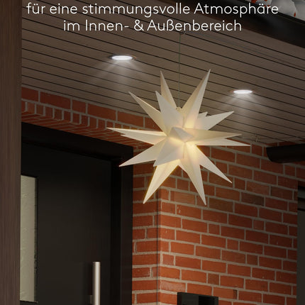 goobay 64788 LED Christmas Star 3D Ø 56 cm/Star with 18 points and timer/Christmas decoration/for atmospheric atmosphere/Battery-operated/Wall decoration/Illuminated star/White