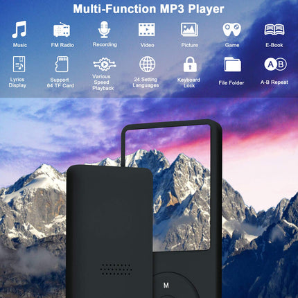 COVVY 8GB Portable MP3 Music Player, Supports up to 64GB SD Card, Lossless Sound HiFi MP3 Player, Music/Video/Voice Recording/FM Radio/E-Book Reader/Photo Viewer (8G, Black)