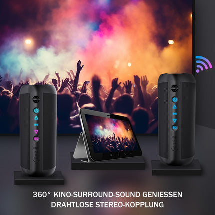 Portable Bluetooth speaker with deep bass, IP66 waterproof, dustproof, RGB lighting, AUX/TF, wireless box with 30W TWS stereo, 30 hours battery life speaker for home, outdoors, cycling