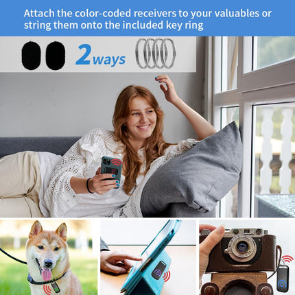 Key Finder, CHLOVOE Item Finder with Advanced Fabric Remote Control and Slim Receivers, Key Wallet Finder with 85 dB Loud (1 RF Transmitter, 4 Receivers)