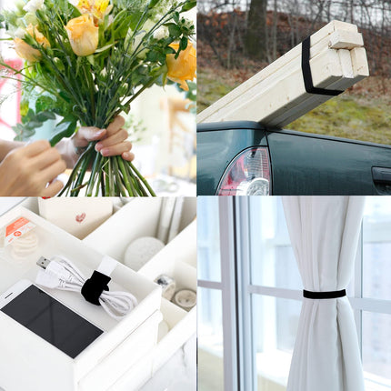 TEUVO Velcro Cable Ties, 100mm x 3M Non-Adhesive Hook and Loop Fastener for Cable Tying, DIY Crafts, Curtain Fastening, Reusable Hook and Loop Tape for Cable Management around Home and Office