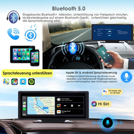 iFrego 4K Apple Carplay 10,26" Carplay esikaameraga Carplay Android Auto ekraan eksklusiivse kinnitusega Kaasaskantav kahe Bluetoothiga Siri Google'i navigatsiooniga Tagurduskaamera Digitaalne meediavastuvõtja