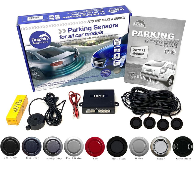 Dolphin Automotive DMS400 mikrosuuruses tagurdusandurid, 4 tagumist andurit helisignaalidega, Auto Expressi auhinnatud bränd 9 värvitoonis (mattmust)