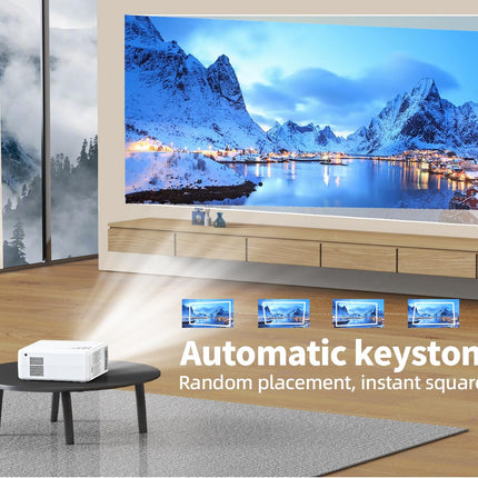 Smart Beamer 4K [Elektrischer Fokus und Auto Keystone] Heimkino mit Apps,Full HD 1080P Beamer mit WiFi5 Projektor,20000 Lumen Outdoor Heimkino Kompatibel mit TV Stick/HDMI/USB/AV/Laptop/iPhone/Android