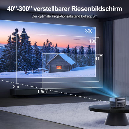 【Autofookus/trapetsikorrektsioon】 Projektor, 28000 luumeniga WiFi Bluetooth-projektor Full HD 1080P, kodukino videoprojektor 4K tugi, ühildub Fire Sticki, Xboxi, PS5, sülearvuti, USB ja mobiiltelefoni projektoriga