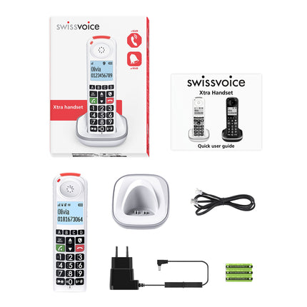 SWISSVOICE - Xtra 2355 - DECT - Cordless Landline Phone - Large Buttons - Answering Machine - Audio Boost - Hearing Aid Compatible - Call Blocking - White
