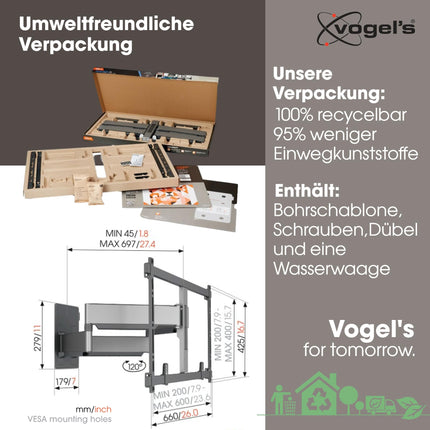 Vogel's Elite TVM 5855 pöörlev teleri seinakinnitus suurtele ja rasketele teleritele kuni 100 tolli ja 75 kg, pööratav kuni 120°, max. VESA 600x400, universaalne ühilduvus
