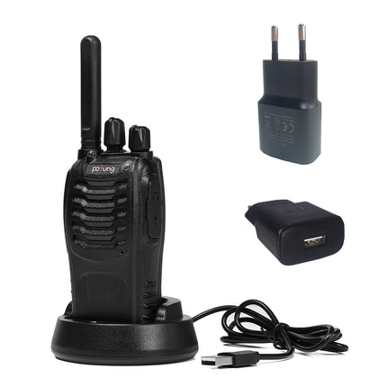 Walkie Talkie PMR446 License-Free Two-Way Radio, Pofung PT88E 16 Channels Professional Rechargeable Long Range Walkie Talkies with EU Charger and Earpieces Black 6 Pack