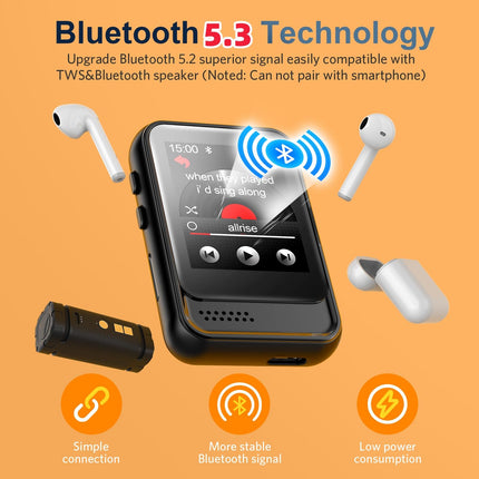 MP3-mängija Bluetoothiga, kaasaskantav muusikapleier sisseehitatud micro SD-kaardi pesa ja HD-kõlariga, toetab FM-raadiot, kõnesalvestust, täispuuteekraan, maksimaalselt 256 GB laiendatav