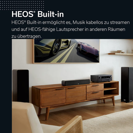 Denon AVR-S970H 7.2-kanaliga AV-ressiiver, HiFi võimendi, Dolby Atmos, DTS:X, 8K Ultra HD, sisseehitatud HEOS, 6 HDMI sisendit, Wi-Fi, Bluetooth - must