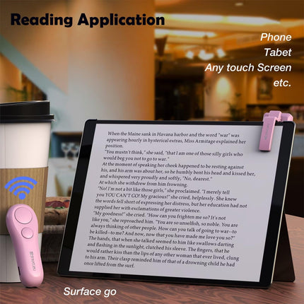 SK SYUKUYU RF Remote Control Page Turning for Reading on Tolino, Kobo, Page Turner for iPad/iPhone/Android Tablets, Remote Control for Camera Video Recording (Pink)