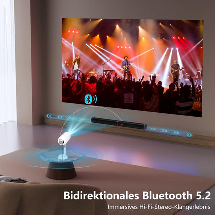 [3D TOF autofookus ja Android TV] Miniprojektor tõstealusega, automaatne trapetsikorrektsiooniga nutiprojektor, VGKE 23000 luumenit Full HD 1080p WiFi6 Bluetooth kodukino projektor mobiiltelefonidele/õue/sülearvutitele