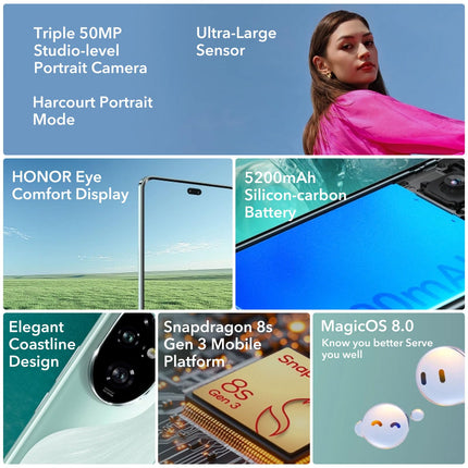 HONOR 200 Pro 5G nutitelefon 12+512GB, 6,78" OLED-ekraan 120Hz, 50MP peamine portreekaamera, Snapdragon 8s Gen 3, 5200mAh aku 100W Supercharge'iga, MagicOS 8.0, kahe SIM-kaardiga NFC, must