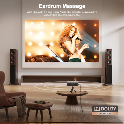 Nutikas projektor 4K【Netflix Official &amp; Dolby Audio】 28000L autofookusega/6D trapetsikorrektsiooniga projektor Full HD 1080P, VOPLLS ​​​​WiFi6 Bluetooth-toega 4K videoprojektor kodukino/välistingimustes kasutamiseks PS5/mobiiltelefoni projektor