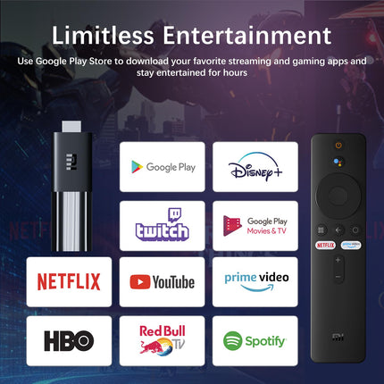 Mi TV Stick 2K, Bluetooth-puldi, Google Assistant ja Netflix + Prime Video otseteeklahvidega, Android TV 9.0 Google Play poega, Smart Cast, Dolby DTS-HD heli, WiFi