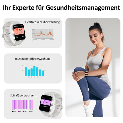 Blackview Smartwatch Men Women with Phone Function (Make/Receive Calls)/Message Reminder, Sports Watch with 100+ Sports Modes, Fitness Watch, Heart Rate Sleep Monitor, Pedometer, Smart Watch for Android iOS