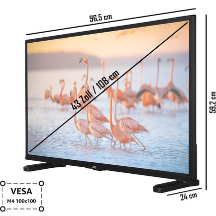 JVC LT-43VU2256 43-tolline televiisor/nutiteler (4K Ultra HD, HDR Dolby Vision, kolmekordne tuuner, Dolby Atmos) – sisaldab 6 kuud HD+ [2023]