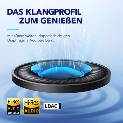Soundcore by Anker Space Q45 Bluetooth-kõrvaklapid, adaptiivne aktiivne mürasummutus kuni 98%, 50 tundi taasesitust, rakenduste juhtimine, LDAC kõrglahutusega juhtmevaba heli, kerge disain, kristallselged kõned