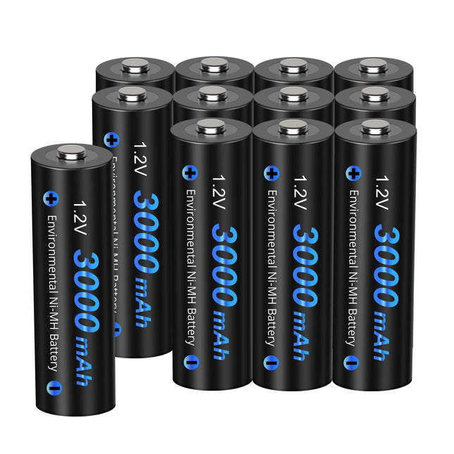 CITYORK AA laetavad akud, eellaetud, suure mahutavusega 3000mAh 1.2V NiMH aku, madal isetühjenemine, 12 tk pakendis