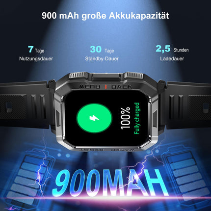 Blackview Smartwatch Men, Fitness Watch with Phone Function, Make/Receive Calls, Compass, IP68 Waterproof, Sports Watch with 100+ Sports Modes, Heart Rate Sleep Monitor, Pedometer, Watch for Android iOS