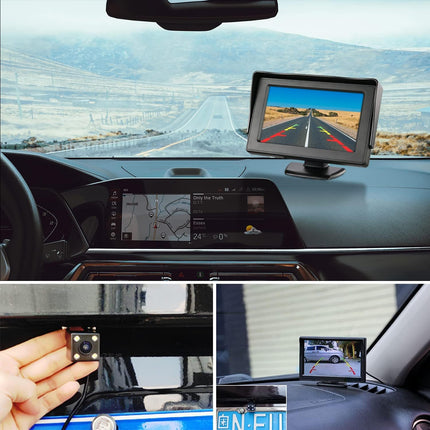 Kairiyardi 5-tolline HD-auto LCD-ekraan 4LED-öise nägemisega veekindla auto tahavaatekaamera tagurdussüsteemiga autodele, maasturitele, kaubikutele, pikapidele ja veoautodele 12–24 V