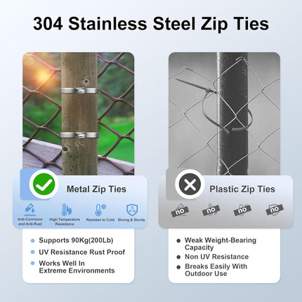 Deecami roostevabast terasest kaablisidemed, 4,6 x 500 mm, metallist kaablisidemed, 304 roostevabast terasest terasest kuulkinnitusega, sobivad kaabli sidumiseks, aia remondiks (50 tk pakis)