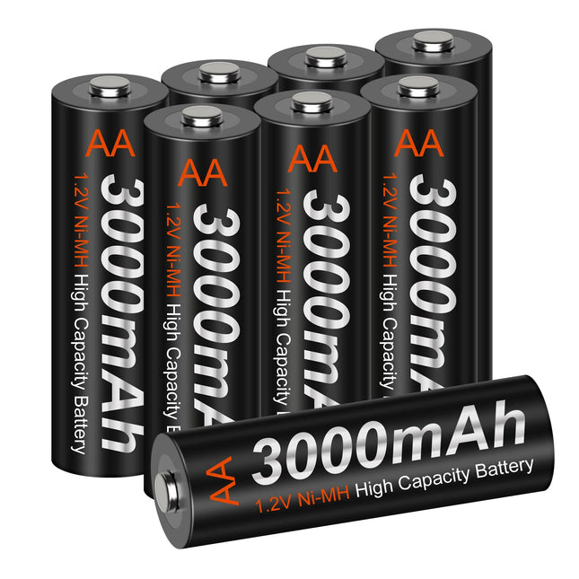 CITYORK 3000mAh AA NI-MH Rechargeable Batteries High Capacity 1200 Cycles Rechargeable AA Battery with Storage Case [Pack of 8]