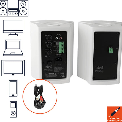 celexon active speaker set white - 2x 30W - powerful audio speakers - incl. wall mount - speakers for PC, office, meeting room, or school
