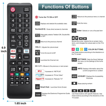 Replacement Remote Control for Samsung Smart TV - (2 Pack) Compatible with Almost All Samsung TVs LCD LED HDTV UHD OLED 3D 4K Series