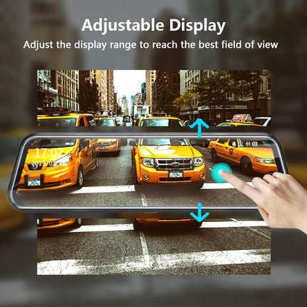 Jansite Mirror Dashcam with Rear View Camera 10'' Touch Screen FHD 1080P Car Camera Rear View Camera Mirror with 10 Meter Cable, Dashcam Mirror with 170° Wide Angle Night Vision Wide Angle G-Sensor