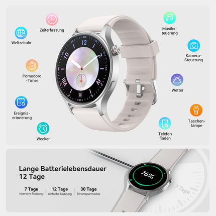 Meeste nutikell ümmargune telefonifunktsiooniga - 1,32-tolline AMOLED-ekraan, fitnesskell 110+ spordirežiimi ja 3ATM-iga, naiste ja meeste kellad iOS/Androidile, sammulugeja, pulsimõõtja/SpO2/unemonitoriga - hall