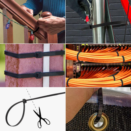 Cable ties black 600mm x 12.4 mm cable ties large long black cable ties extra long cable ties heavy duty, 30 pieces zipties with 113kg tensile strength, outdoor industrial cable ties UV resistant