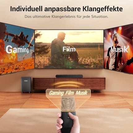 TONOR TV heliriba subwooferiga, 2.1 kanaliga heliriba telerile/arvutile, 5.3 Bluetooth-kõlar telerile, 3 ekvalaiseri režiimi/BASSMX/DSP/3D ruumiline heli, kodukino helisüsteem, HDMI ARC/optiline/AUX/USB