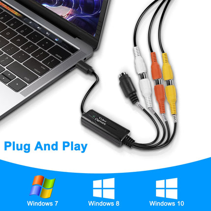 XMSJSIY RCA AV-st USB-C muundurisse videokaardi adapter 1-kanaliline AV NTSC PAL Video S-video/komposiit-USB-muundurisse video- ja helisignaali RCA mobiiltelefonile/arvutile