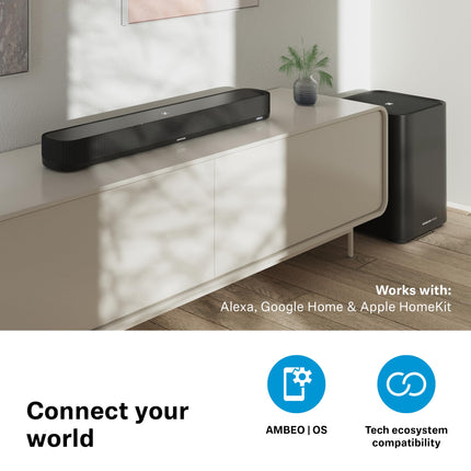 Sennheiser AMBEO Soundbar Mini – Kaasahaarav 3D-heli teleri, filmide ja muusika jaoks – Kompaktne seade võimsate adaptiivsete funktsioonide ja mitmekülgse ühenduvusega