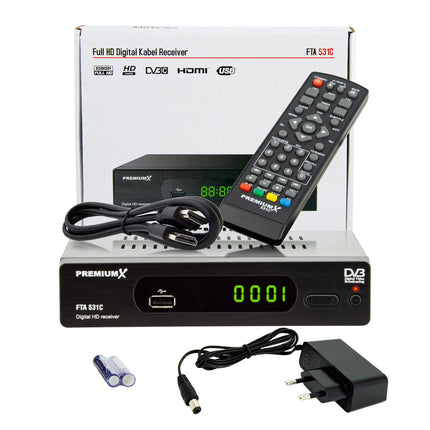 PremiumX kaabelvastuvõtja DVB-C FTA 531C digitaalne FullHD SCART HDMI USB meediapleier, teleri vastuvõtja kaabeltelevisioon