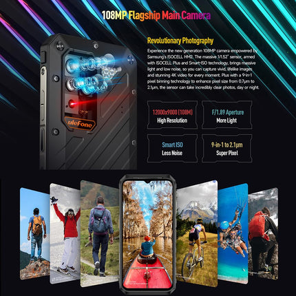 Ulefone Power Armor 18T Ultra Outdoor 5G Smartphone, Dimensity 7050 24GB+512GB, 108MP+Thermal Imaging Camera, 9600mAh, 6.58” FHD+, Android 14 IP68 Mobile Phone without Contract, 4GLTE 5G HiFi NFC OTG GPS