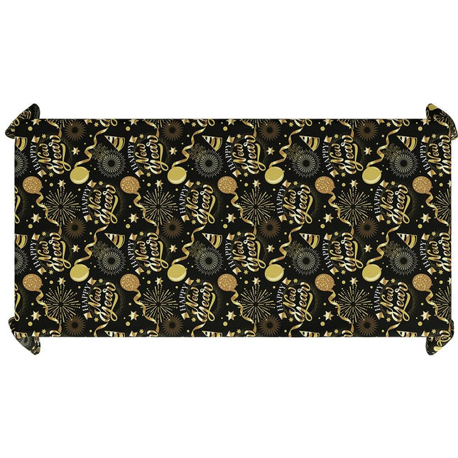 FIESTAS GUIRCA | Head uut aastat laudlina must ja kuldne (137x274 cm) - Lauakaunistus uusaasta pidudeks - Ideaalne pidustusteks ja pidustusteks - Must, Kuldne