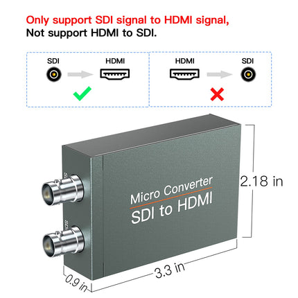 SDI-HDMI, SDI-HDMI muundur, 1080p HD-SDI / 3G-SDI/SD-SDI-HDMI video-audio muundur, BNC-HDMI adapter SDI kaamera-monitori projektori jaoks