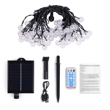 SALCAR Solar Fairy Lights Outdoor 60 LED, 15M, 8 Modes IP44 Waterproof Crystal Balls Outdoor for Garden, Patio, Balcony, Wedding - Warm White, Warm White