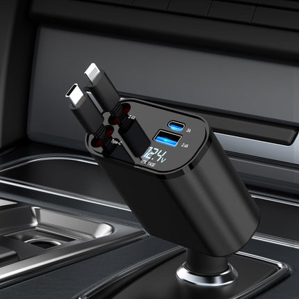 COCIVIVRE 4-ühes autolaadija, sissetõmmatav auto kiirlaadija sigaretisüütaja USB-ühendusega, autolaadija, autoadapter, mis ühildub iPhone 16 15 14 Pro/Pro Max/Plus, Galaxy S24 23 22, Pixeli ja Huawei Mate'iga