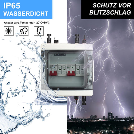 Surge protection PV DC 40A/1000V disconnect switch, lightning protection circuit breaker, solar junction box PV system, IP65 waterproof &amp; UV-resistant solar voltage protection for photovoltaics 2 in 2 out