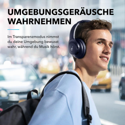 Soundcore by Anker Q20i juhtmevabad Bluetooth-kõrvaklapid hübriidse aktiivse mürasummutusega, 40-tunnine mänguaeg ANC-režiimis, kõrglahutusega heli, sügav bass, kohandamine rakenduse kaudu (sinine)