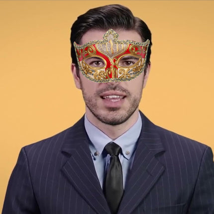 Oidea Vintage Veneetsia maskeraadimask meestele: Retro karnevali Mardi Gras mask Halloweeni muusikalise kostüümipeo Veneetsia maskeraadiballi mask, punane