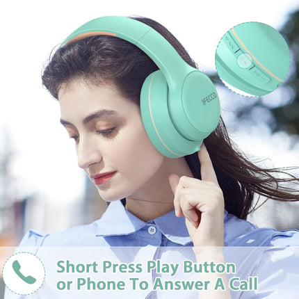 IFECCO Bluetooth-kõrvaklapid kõrvapealsed - juhtmevabad kõrvaklapid mikrofoniga, kokkupandavad HiFi stereo juhtmevabad kõrvaklapid reisimiseks/kontorisse/mobiiltelefoni/arvuti jaoks (rohelised)
