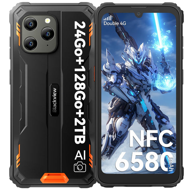 Blackview BV5300 Plus (24GB+128GB) välistingimustes kasutatav mobiiltelefon ilma lepinguta 6580mAh aku, 6.1" HD+, Androidi välistingimustes kasutatav nutitelefon, 13MP+5MP, 4G kahe SIM-kaardiga ehitusplatsi telefon, NFC/IP69K/OTG/GPS/Face ID/kindarežiim