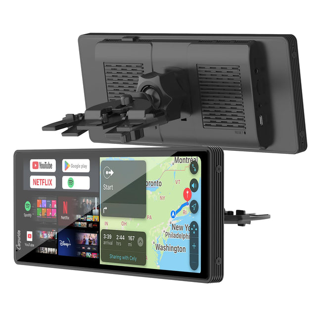 CARPURIDE juhtmevaba CarPlay ja Android Auto 4+64 GB, võrguühendusega ja võrguühenduseta GPS, G00GLE Play, Netflix, Mirror Link, Bluetooth, GPS-antenn, tahavaatekaamera, täisekraan 10,26", ekraanipind 9,3".