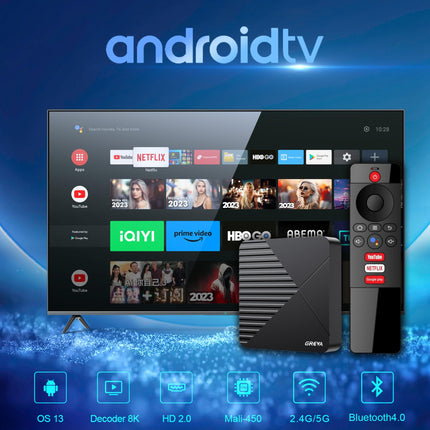 GREVA Android 13.0 teleriboks, Android Box 2GB RAM 16GB ROM RK3528mini neljatuumaline 64-bitine Cortex-A53 kiip, 8K UHD resolutsioon 2.4GHz/5.8GHz WiFi6 10/100M LAN Enternet Bluetooth 5.0 nutiteleriboks