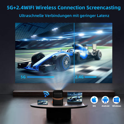 【Elektriline fookus】 Projektor 5G WiFi Bluetooth FunFlix G1 miniprojektor 1080P Full HD videoprojektor 300-tolline intelligentne suum, ühildub nutitelefoni/TV-pulga/HDMI/AV/USB-ga