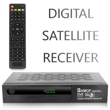 hd-line Bamof 2225 PRO satelliitvastuvõtja digitaalne satelliitvastuvõtja (HDTV, DVB-S/DVB-S2, HDMI, SCART, 2x USB, Full HD 1080p) [eelprogrammeeritud Astra, Hotbird ja Türksat jaoks] + HDMI-kaabel, must